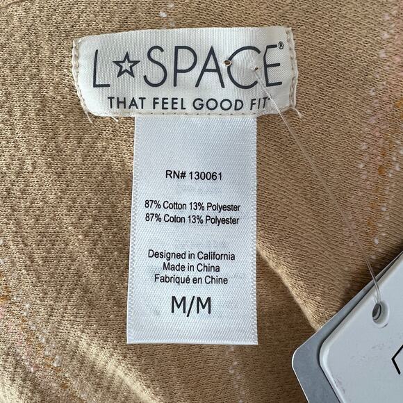 L Space Beige M Wrap Top Cotton Paradise Sunrise Striped Hooded Pullover NEW - Picture 8 of 10